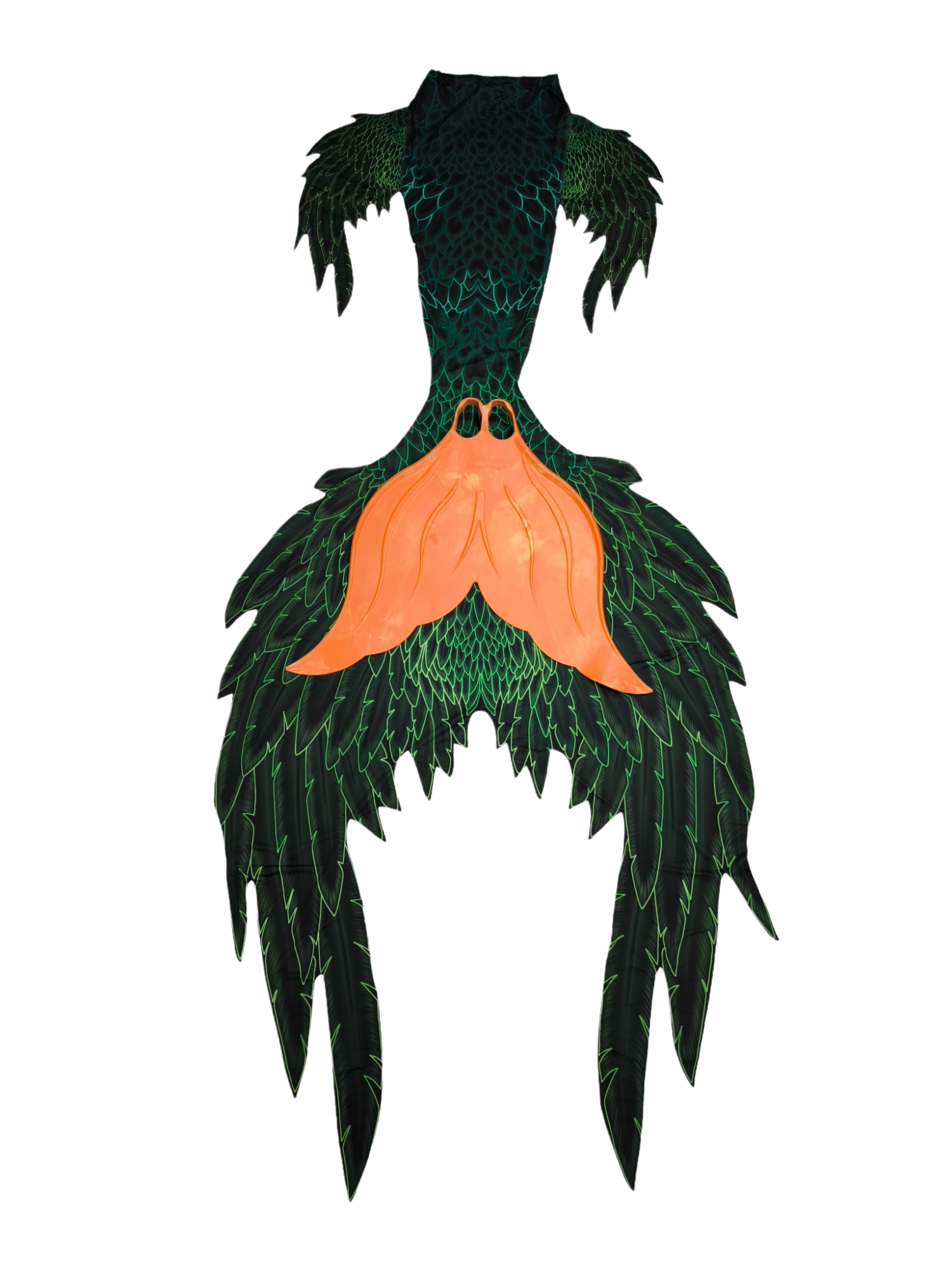 Bild zur Verdeutlichung des Größenverhältnisses von Tail, Meerjungfrauenflosse,zu Mahina Monoflosse.