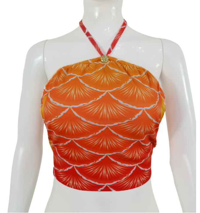 Bustier Bh zum Meerjungfrauenflosse, Tail Scorreva Rot-Gelb