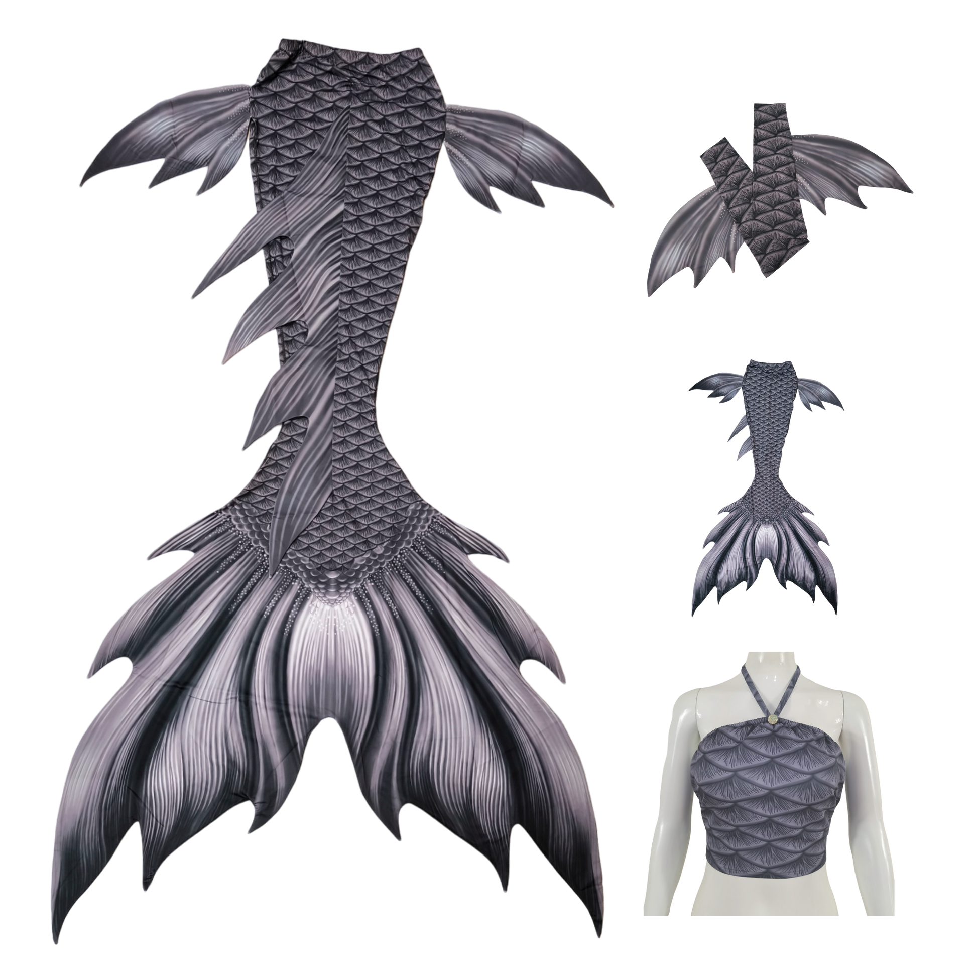 Produktbild Tail Duke, der Ozeanadlige, in hellgraudunkelgrau mit Armstulpen und Brustier-BH