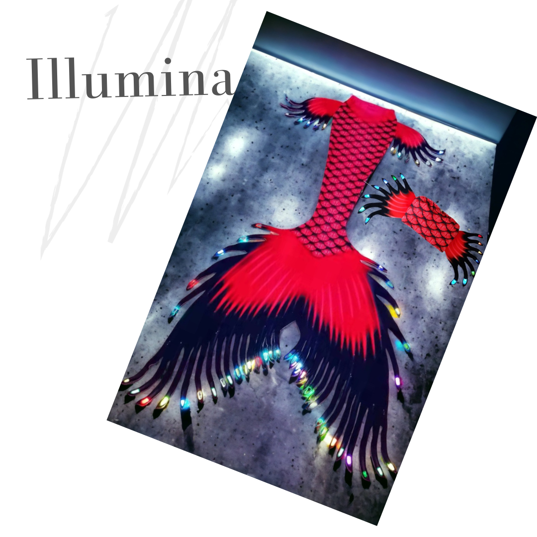 Illumina Rossonero, das Märchen vom Meer, wo die rote untergehende Sonne im tiefen, dunklen Wasser spielt.