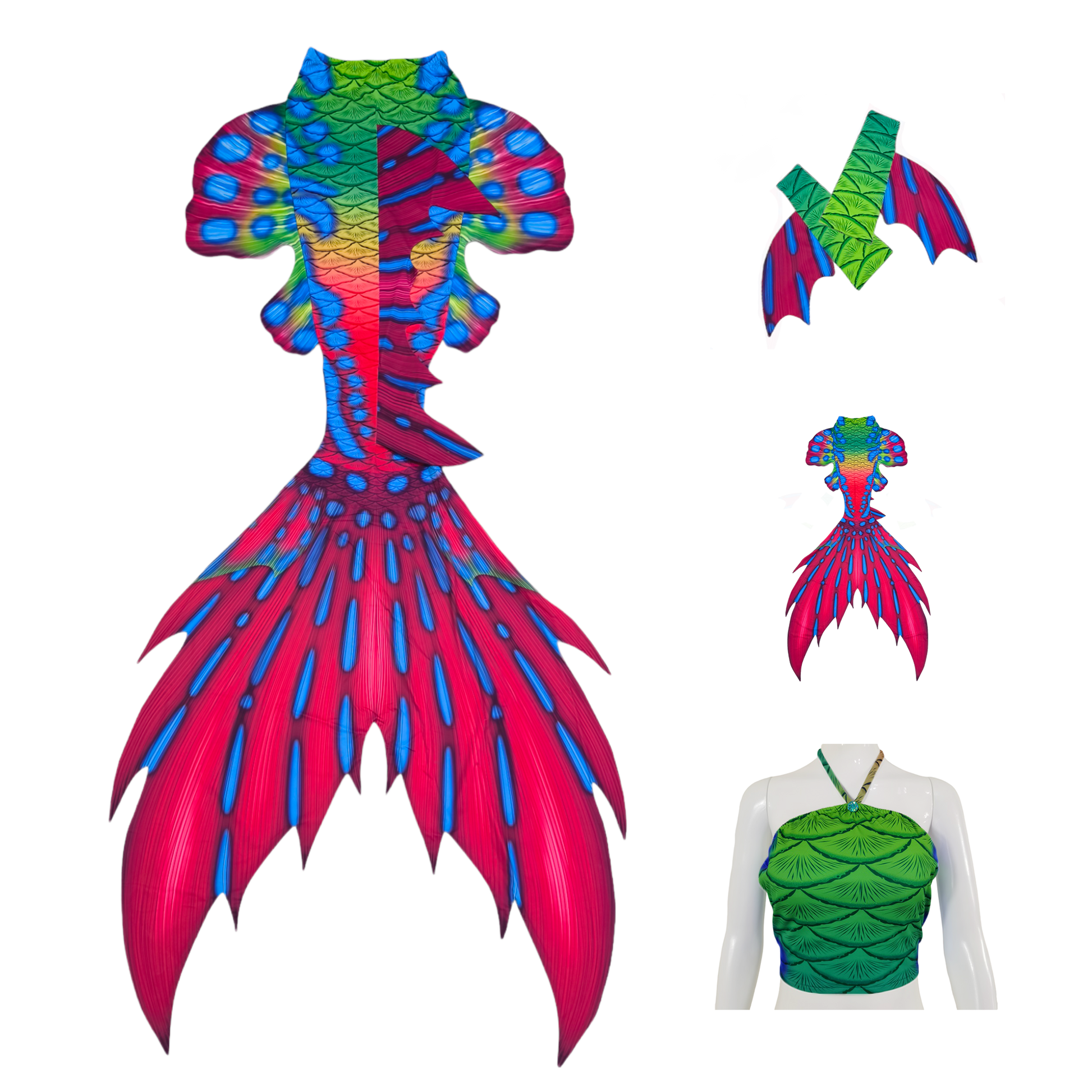 Produktbild Tail Mabushi in Pink,ein Meereswesentraum in Farbe, mit Armstulpen und Brustier-BH.