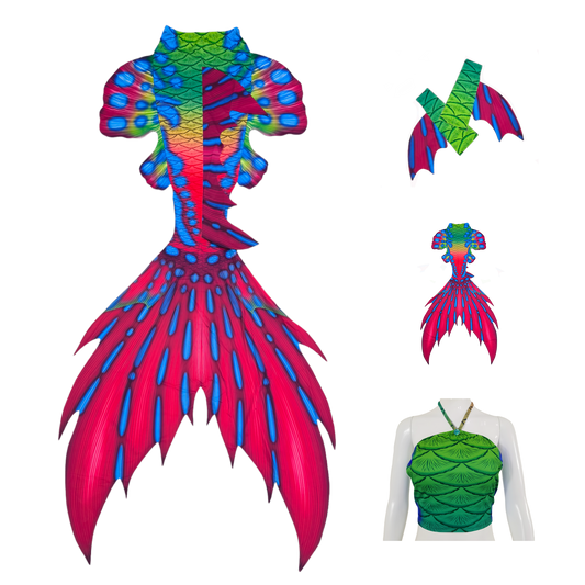 Produktbild Tail Mabushi in Pink,ein Meereswesentraum in Farbe, mit Armstulpen und Brustier-BH.