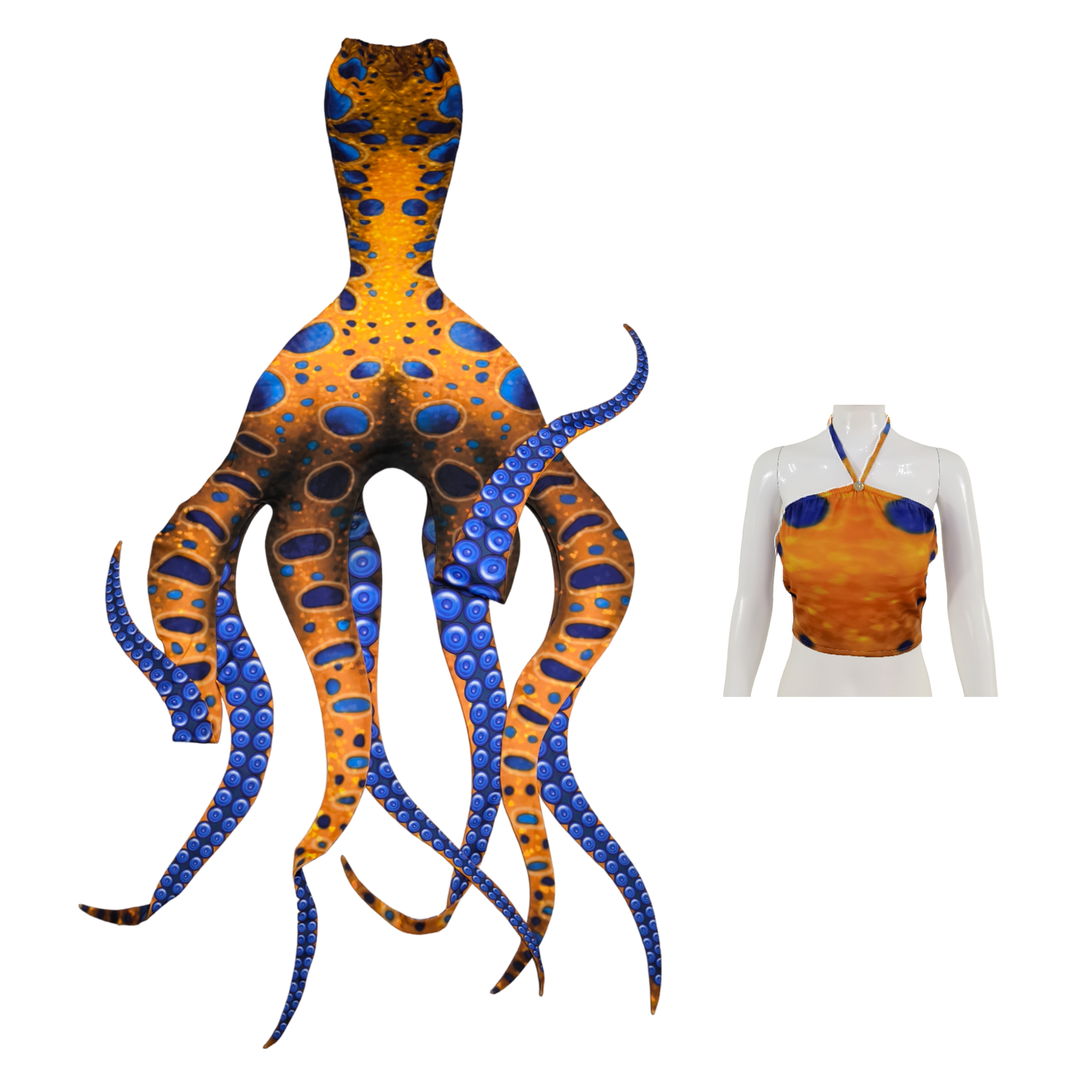 Tenta Gelb-Blau ist einfach mystisch. Das Oktopus-Tail bringt die Magie des Meeres an die Oberfläche. Mit seinen lebendig wirkenden Tentakeln und den schillernden Farben ist es ein absoluter Hingucker und lässt die Faszination der Unterwasserwelt spürbar werden.