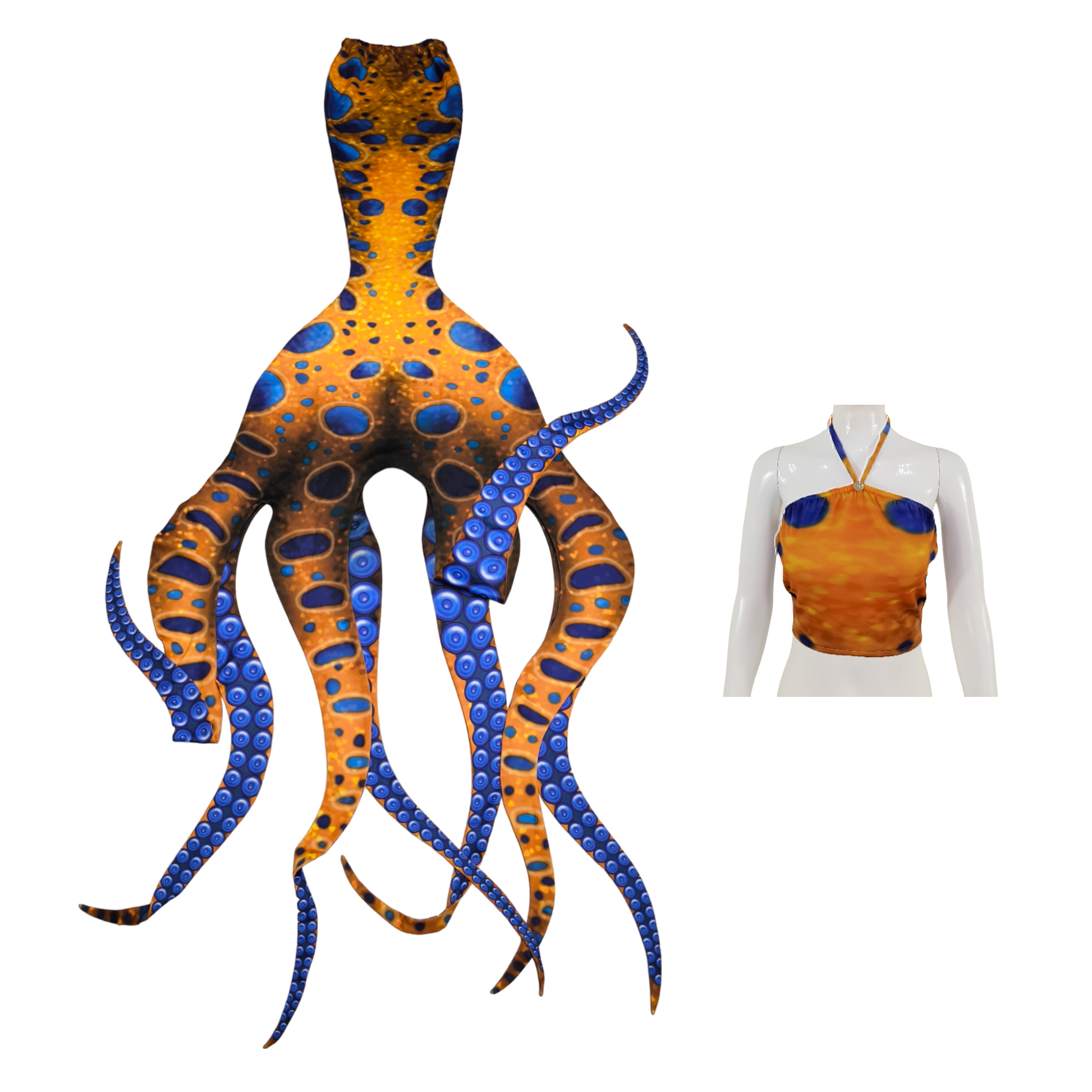 Tenta Gelb-Blau ist einfach mystisch. Das Oktopus-Tail bringt die Magie des Meeres an die Oberfläche. Mit seinen lebendig wirkenden Tentakeln und den schillernden Farben ist es ein absoluter Hingucker und lässt die Faszination der Unterwasserwelt spürbar werden.