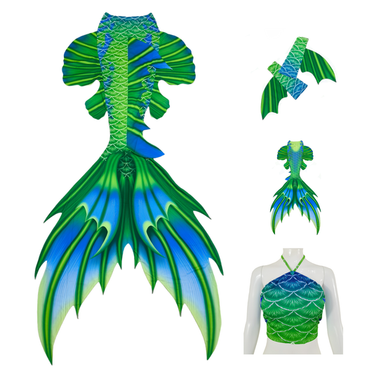 Produktbild Tail Scorreva, in Grün-Blau mit Armstulpen und Brustier-BH.Scorreva begeistert mit leuchtenden Farben und geradlinigen Mustern.