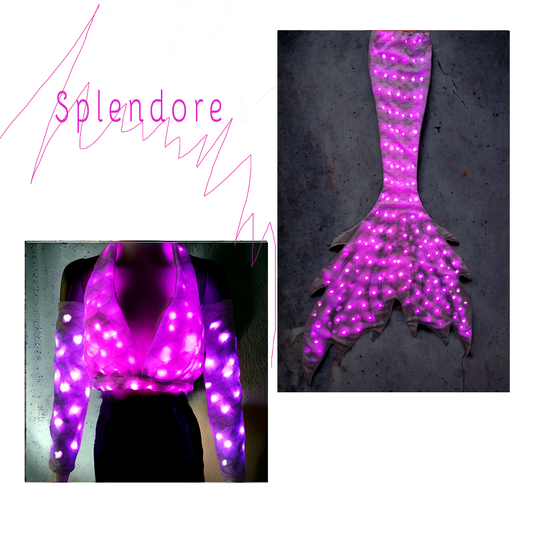 Splendore pink lässt das Wasser leuchten.  Splendore PINK verleiht dem Wasser einen strahlenden Glanz. Dieses Tail ist wasserdicht und mit LED-Draht-Technologie ausgestattet, die speziell für den Unterwassereinsatz entwickelt wurde. Durch die batteriebetriebene LED-Draht-Technologie ist ein beeindruckender Auftritt über und unter Wasser garantiert.