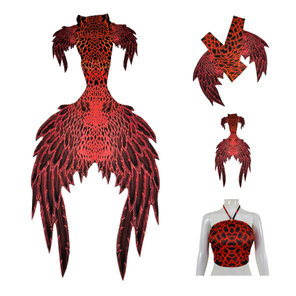 Meerjungfrauenflosse,Tail, Armstulpen und Bustier BH in Design Angelo Rot Braun