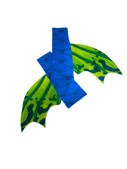 Armstulpen zum Meerjungfrauenflosse, Tail Velo Blau-Grüngelb 