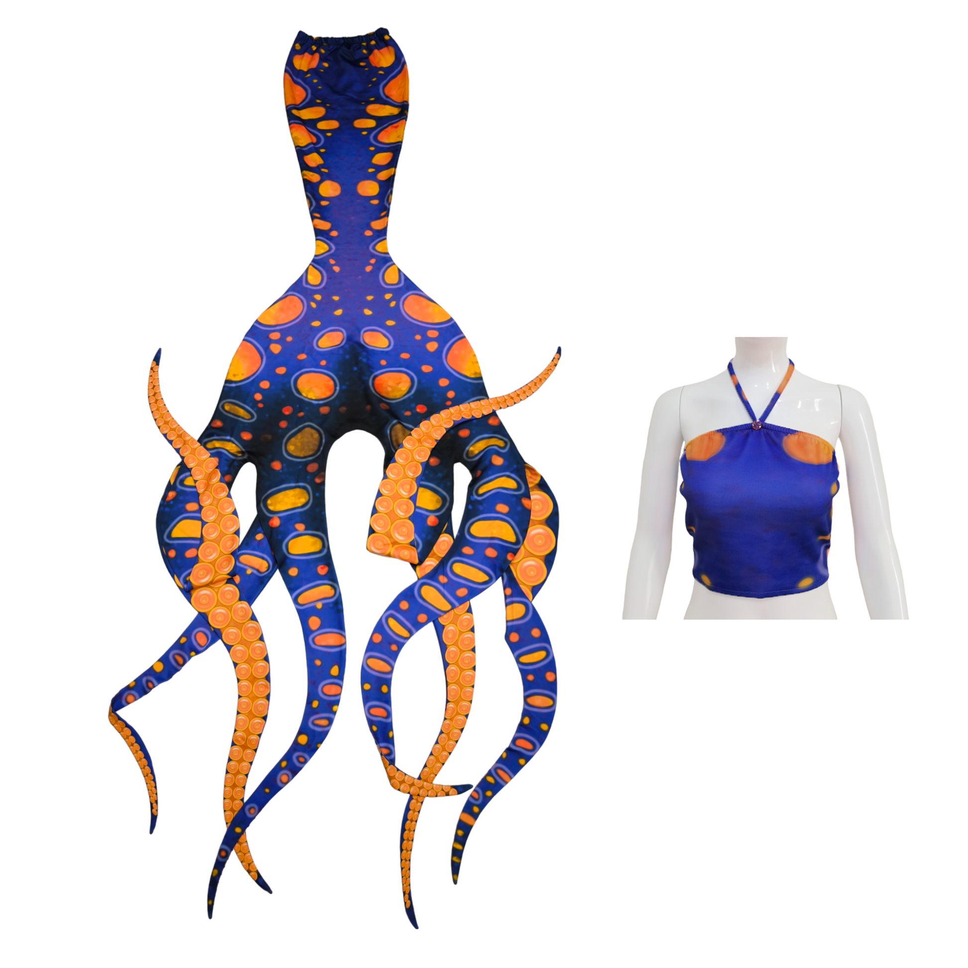 Tenta blau gelb ist einfach mystisch. Das Oktopus-Tail bringt die Magie des Meeres an die Oberfläche. Mit seinen lebendig wirkenden Tentakeln und den schillernden Farben ist es ein absoluter Hingucker und lässt die Faszination der Unterwasserwelt spürbar werden.