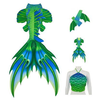Produktbild Tail Scorreva, in Grün-Blau mit Armstulpen und Brustier-BH.Scorreva begeistert mit leuchtenden Farben und geradlinigen Mustern.
