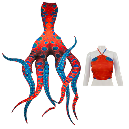 Tenta  rot Blau grün ist einfach mystisch. Das Oktopus-Tail bringt die Magie des Meeres an die Oberfläche. Mit seinen lebendig wirkenden Tentakeln und den schillernden Farben ist es ein absoluter Hingucker und lässt die Faszination der Unterwasserwelt spürbar werden.