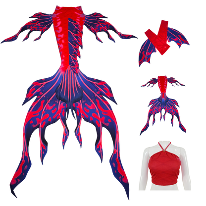 Velo Tail,Armstulpen und Bustier BH in Design Pink-Lilablau.Velo ist wie dein eigener Meereszauberer, der dich anmutig durch das Wasser gleiten lässt. Mit seinen eleganten Seitenflossen und dem majestätischen Monoflosse tanzt es durch die Wellen. Lass dich von Velos Anmut verzaubern.